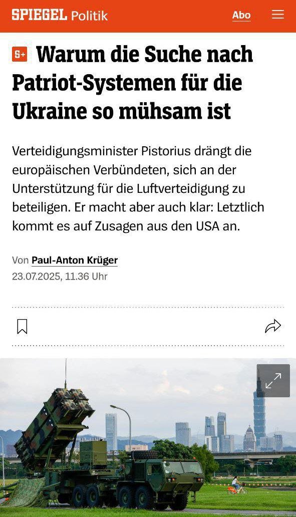 silupescu's tweet image. Per Spiegel le prime batterie di Patriot promesse da Trump non arriveranno in Ucraina prima della primavera 2026.