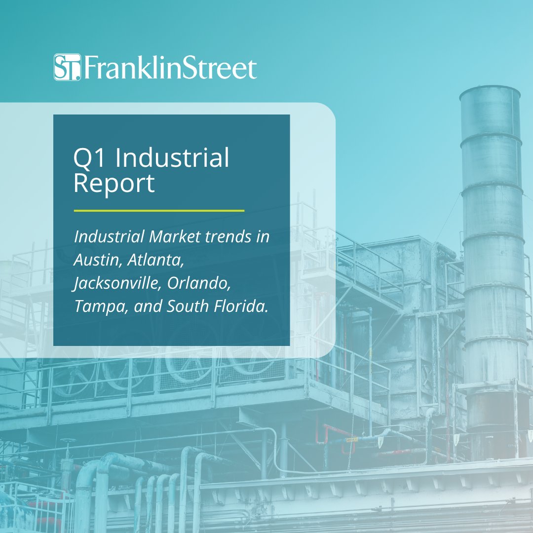 In our Q1 Industrial Report, we share industrial market trends, including vacancy rates, market rent, and net absorption, across Florida, Atlanta, and Austin. Take a look: franklinst.com/new-quarterly-…