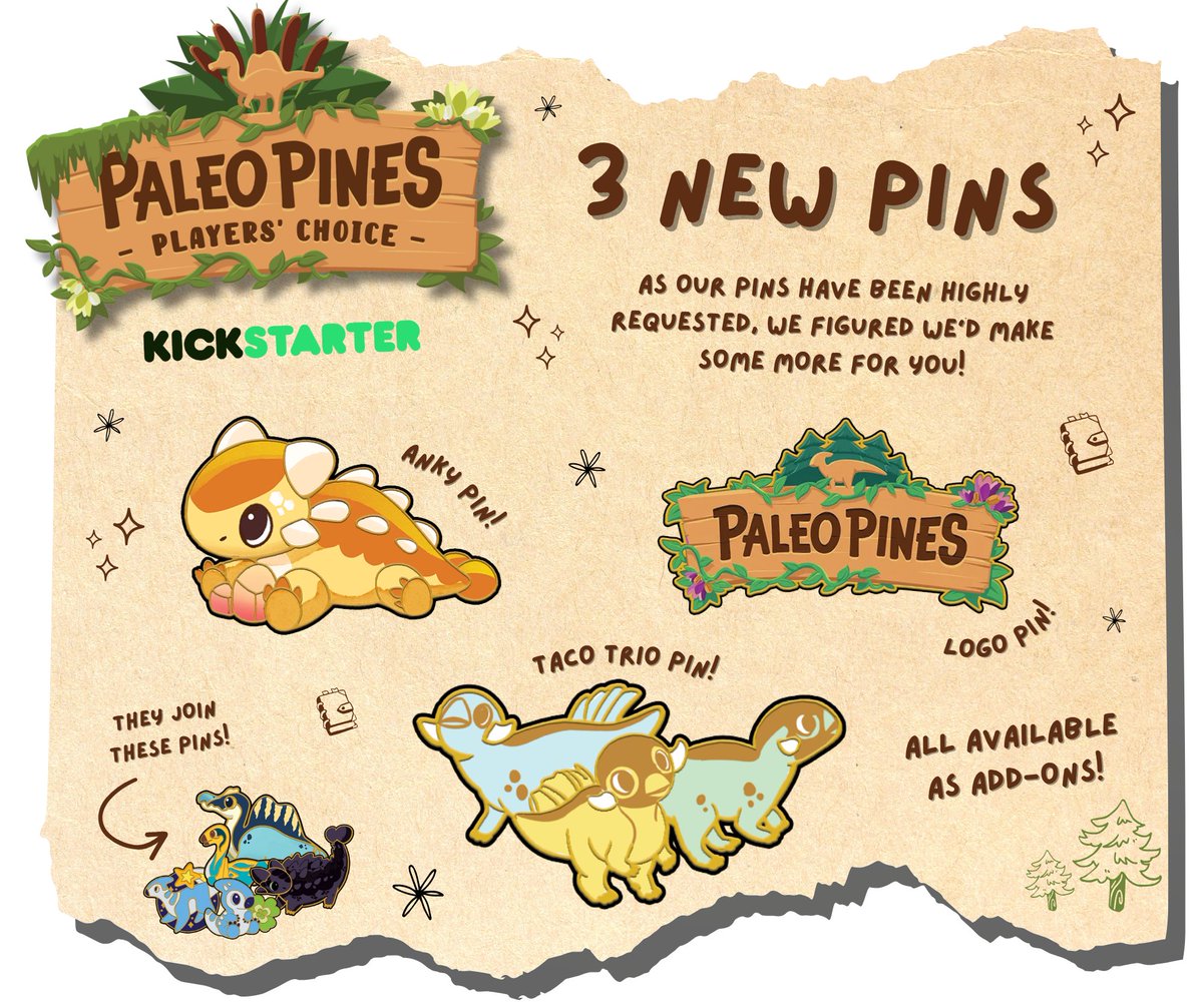 PaleoPines's tweet image. If anything is clear to us since launching this Kickstarter, it's that you guys LOVE enamel pins ๐ซถ They're one of our most popular add-ons! So ... we thought we'd treat you to 3 BRAND NEW ones! โบ๏ธ๐ All available right now! bit.ly/3HlOPzZ