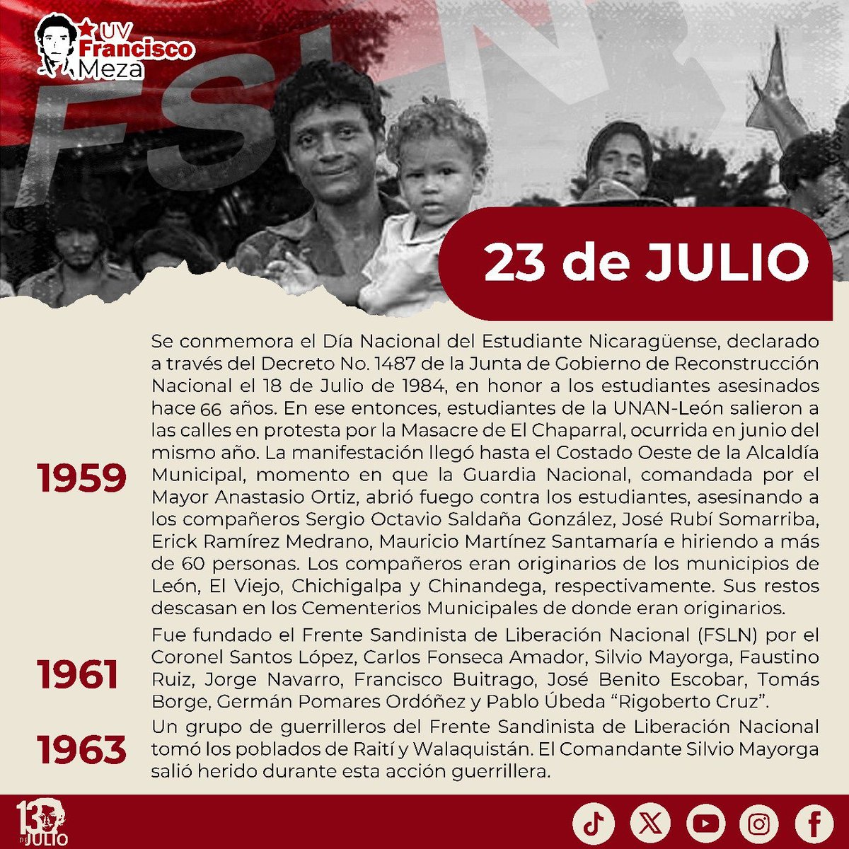 Efemérides de la Revolución Popular Sandinista 🔴🌑
¡La marcha hacia la victoria, no se detiene! 
#SomosUNAN
#ManaguaSandinista
#4619Victoriosos