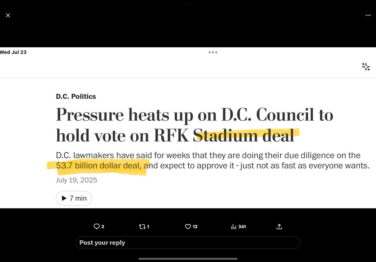 greta's tweet image. Why should DC taxpayers have to pay for a billionaire’s team when our city is a mess: potholes everywhere, homeless people can NOT get shelter….LET THE BILLIONAIRE PAY…and only about 60k out of million people get tickets!