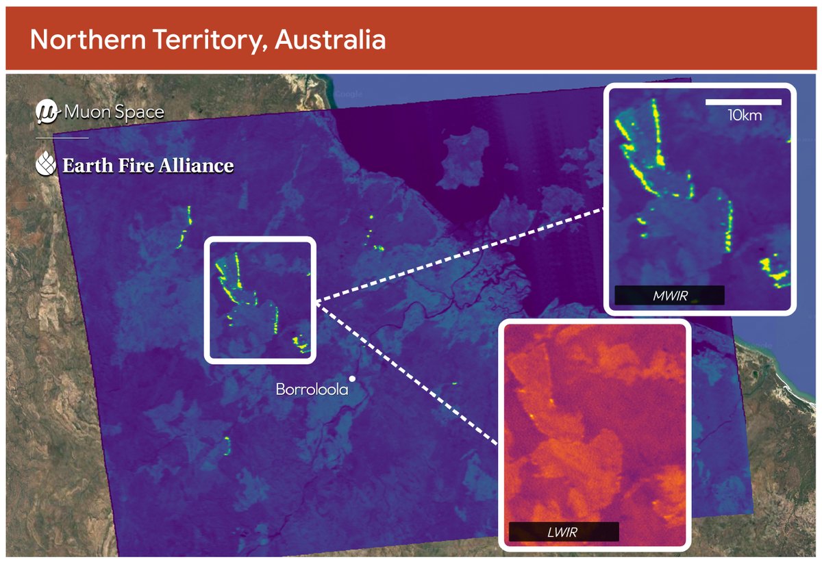 EarthFireAll's tweet image. ๐ธ Today, in collaboration with @MuonSpace & @GoogleResearch, we released the first #FireSat #wildfire images, which demonstrate the powerful impact the satellite constellation will have on fire detection & response worldwide. ๐
Full announcement ๐ bit.ly/4lJvAzO