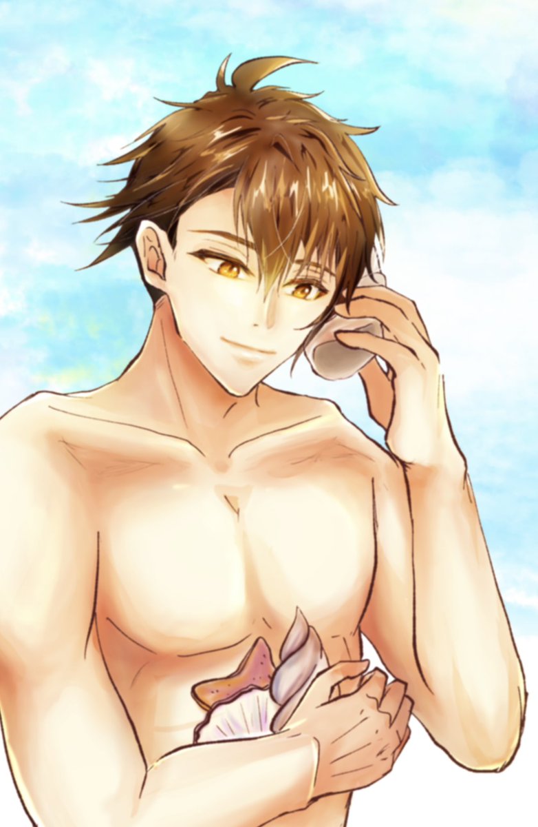 oshikatuaka_'s tweet image. お絵描きアプリ練習98日目
夏ドラコレ復刻の龍之介。
貝殻から波の音を聞く乙女な龍之介が去年刺さった🤤
スケスケ着衣か迷ったけど時間なく諦め🥹