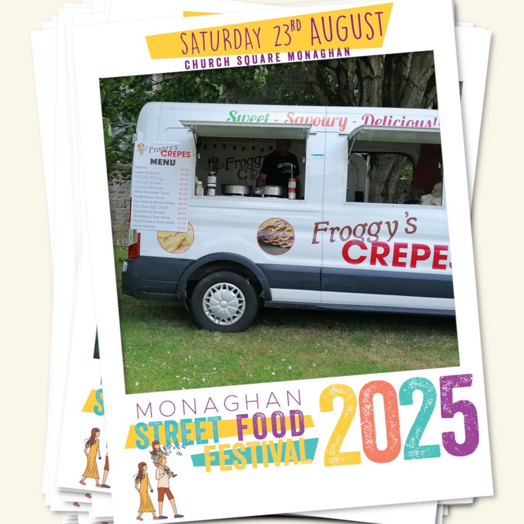 Flippin’ delicious! Froggy's Crêpes are back at the Monaghan Street Food Festival with sweet &amp; savoury crêpes made from free-range eggs. Don’t miss them! 🥞✨
#MonaghanStreetFoodFestival #TasteOfMonaghan #Crepes #FoodieFavourites #LookForLocal