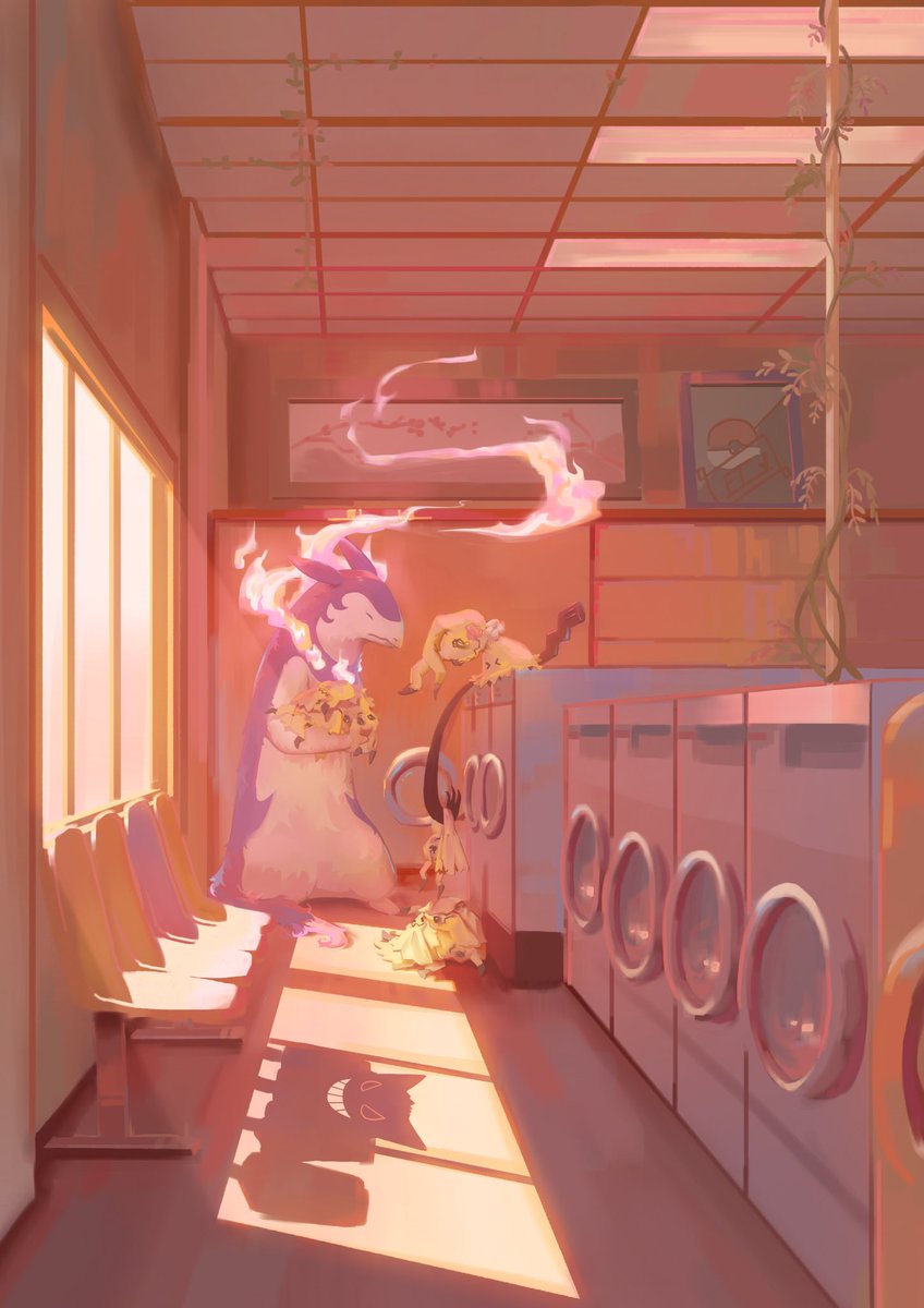 Ah, to do laundry and taxes together in a pokemon world.
#pokemon