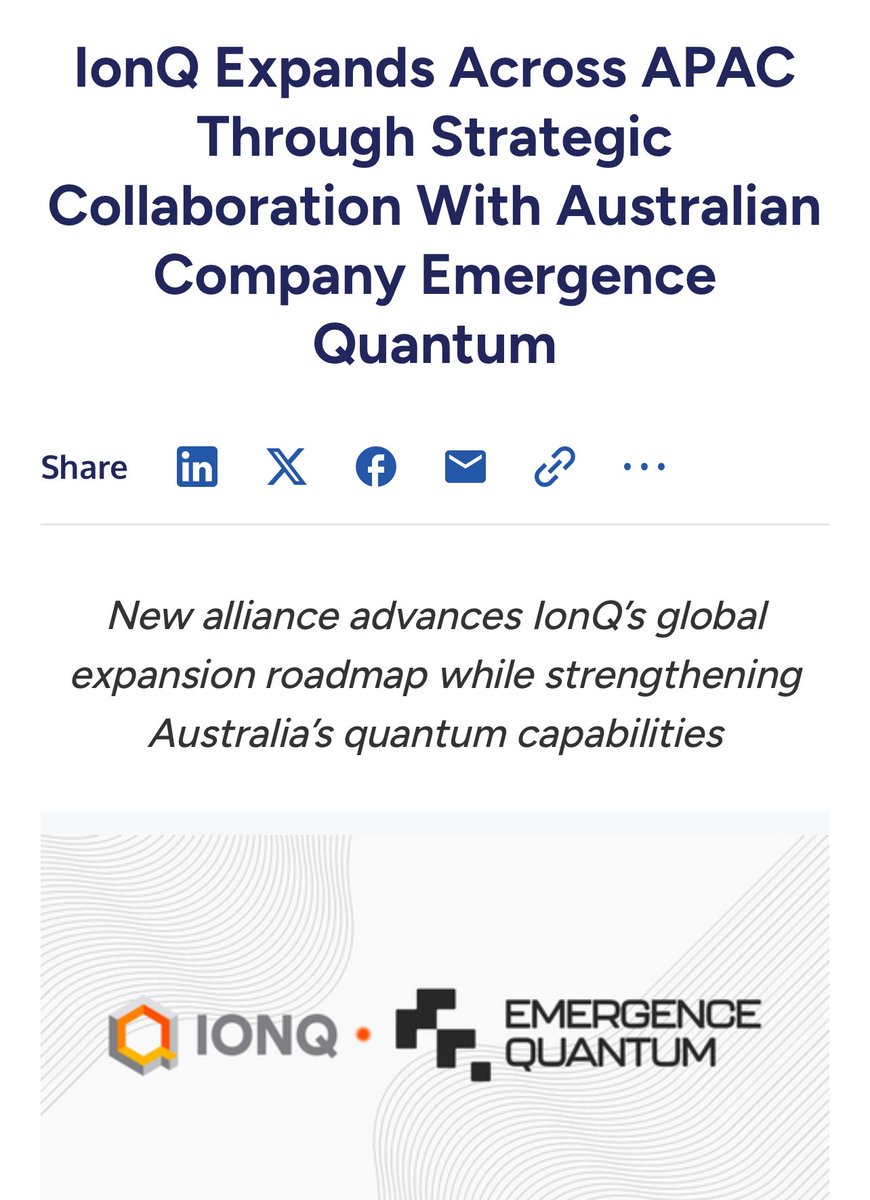 The_SPACTATOR's tweet image. $IONQ: IonQ Expands Across APAC Through Strategic Collaboration With Australian Company Emergence Quantum
businesswire.com/news/home/2025…