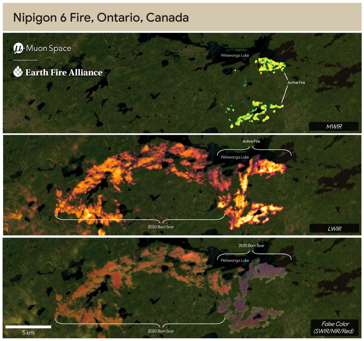 ymatias's tweet image. First FireSat images are here!
In our work with Earth Fire Alliance & MuonSpace, this new constellation purpose-built to transform how we spot and track wildfires globally detects tiny fires (down to a swimming pool size!) through smoke. It even spotted an Oregon fire undetected…