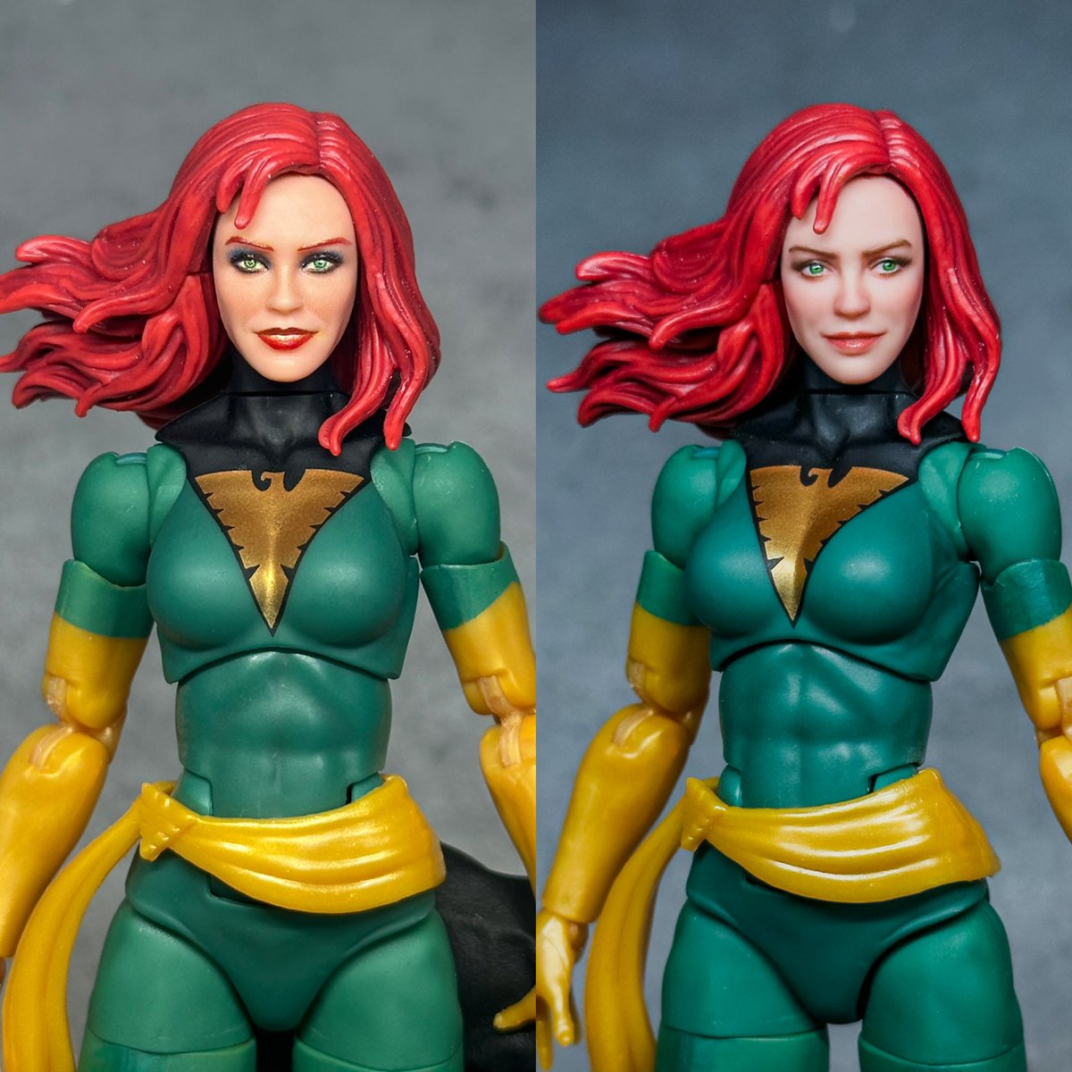 bucky_spike's tweet image. マーベルレジェンド
ジーングレイ(フェニックス)
✅フェイスリペイント
素体もプロポーションもデザインも凄く良いフィギュアなのに、おばちゃんメイクのせいで売れ行きに影響あっただろうな…と感じながら、リペイントをするのです。