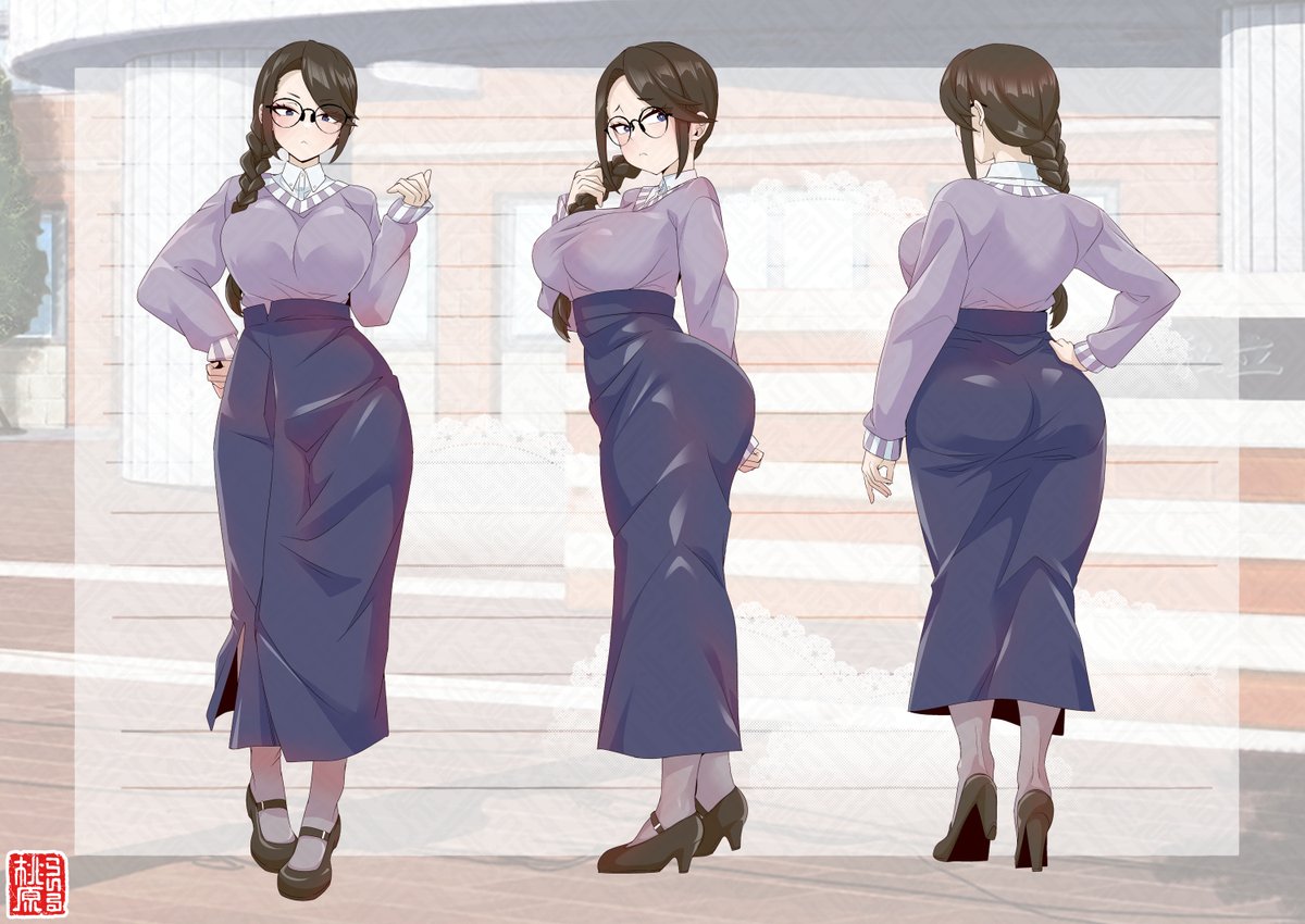 キャラデザ3面図サンプルです!🍑 