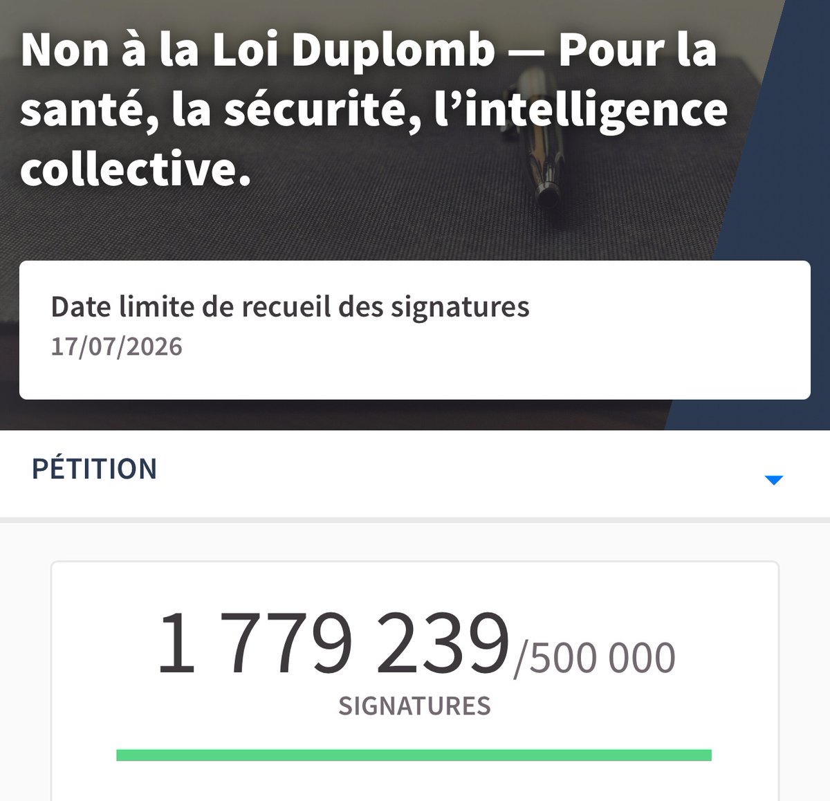 CerfiaFR's tweet image. 🇫🇷🗳️ INSOLITE | La pétition contre la loi Duplomb a récolté plus de signatures que le nombre d’électeurs des ces personnalités en 2022 :
- Valérie Pécresse (1,6M)
- Yannick Jadot (1,6M)
- Jean Lassalle (1,1M)
- Fabien Roussel (800k)
- Nicolas Dupont-Aignan (725k)
- Anne Hidalgo…