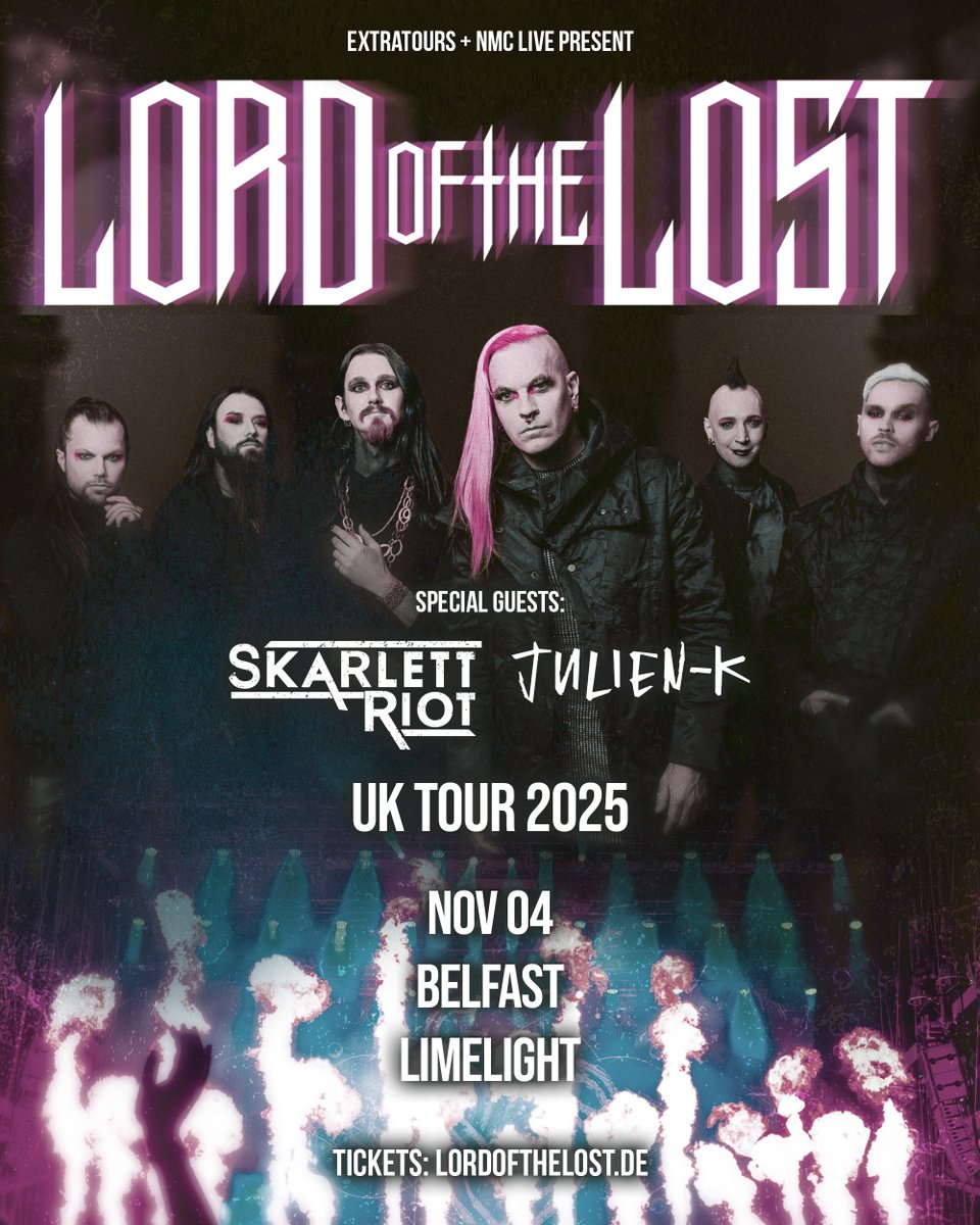TicketmasterIre's tweet image. 💥 German dark rock band @LordOfTheLost perform live at @LimelightNI, Belfast on 4 November and @academydublin on 5 November 2025.
🎟️ Tickets on sale now bit.ly/3IAYa7V