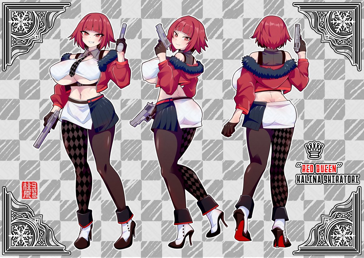 キャラデザ3面図サンプルです!🍑 