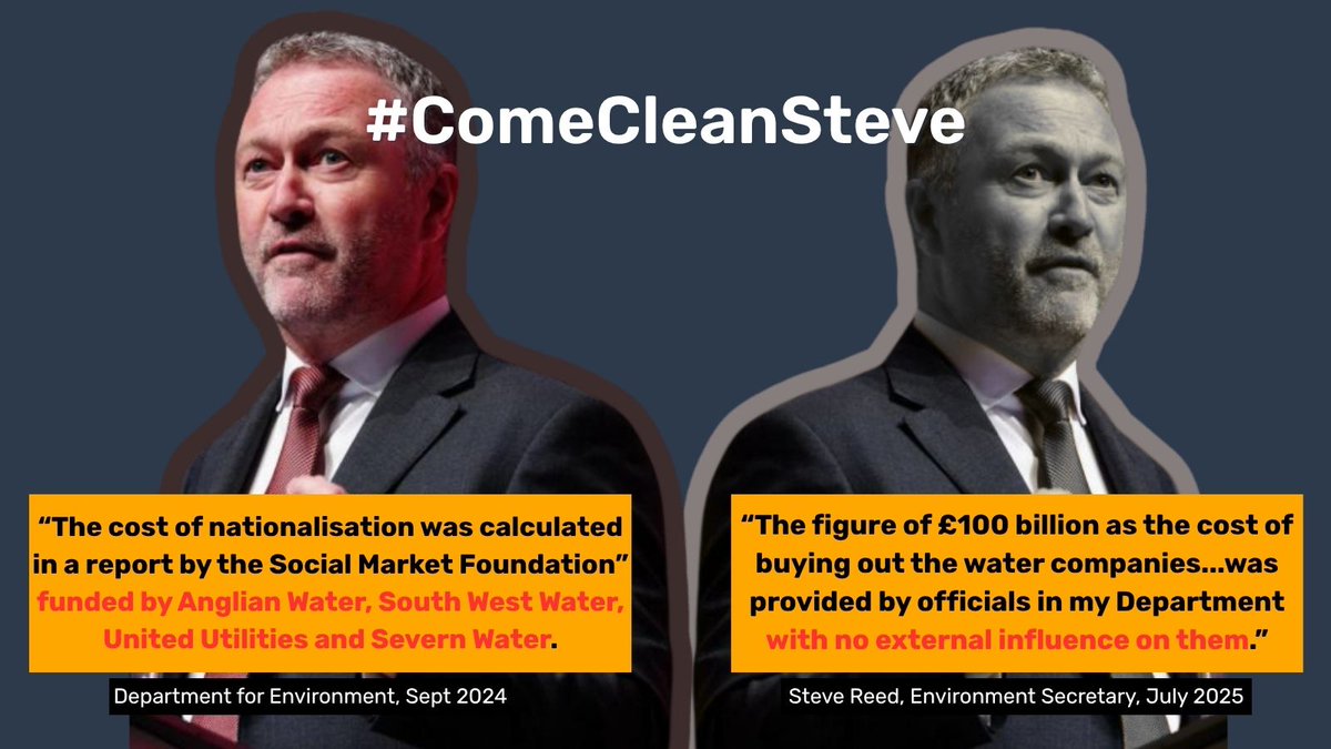Johnbosco Nwogbo (@nwogbojohnbosco) on Twitter photo Steve Reed and private water companies are the only ones insisting that nationalising water would cost close to £100 billion.
Are they singing out of the same hymn sheet?
Last year, his department said yes. Now he says he isn't. What's the truth <a href="/SteveReedMP/">Steve Reed</a>? #ComeCleanSteve👇 Steve Reed and private water companies are the only ones insisting that nationalising water would cost close to £100 billion.
Are they singing out of the same hymn sheet?
Last year, his department said yes. Now he says he isn't. What's the truth <a href="/SteveReedMP/">Steve Reed</a>? #ComeCleanSteve👇