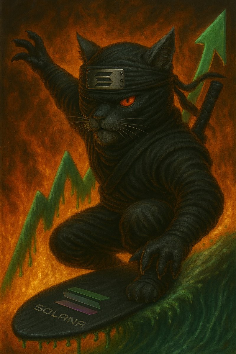 BubbaGump41518's tweet image. Good Morning!!
We’re securing the floor with believers, are you in?
Last week, 0.2 Sol got you 1,600 Ninja Cat tokens.
Today? That same 0.2 gets you 800.
Less than 1M tokens in circulation.
Supply is dropping.
When will you take your shot…