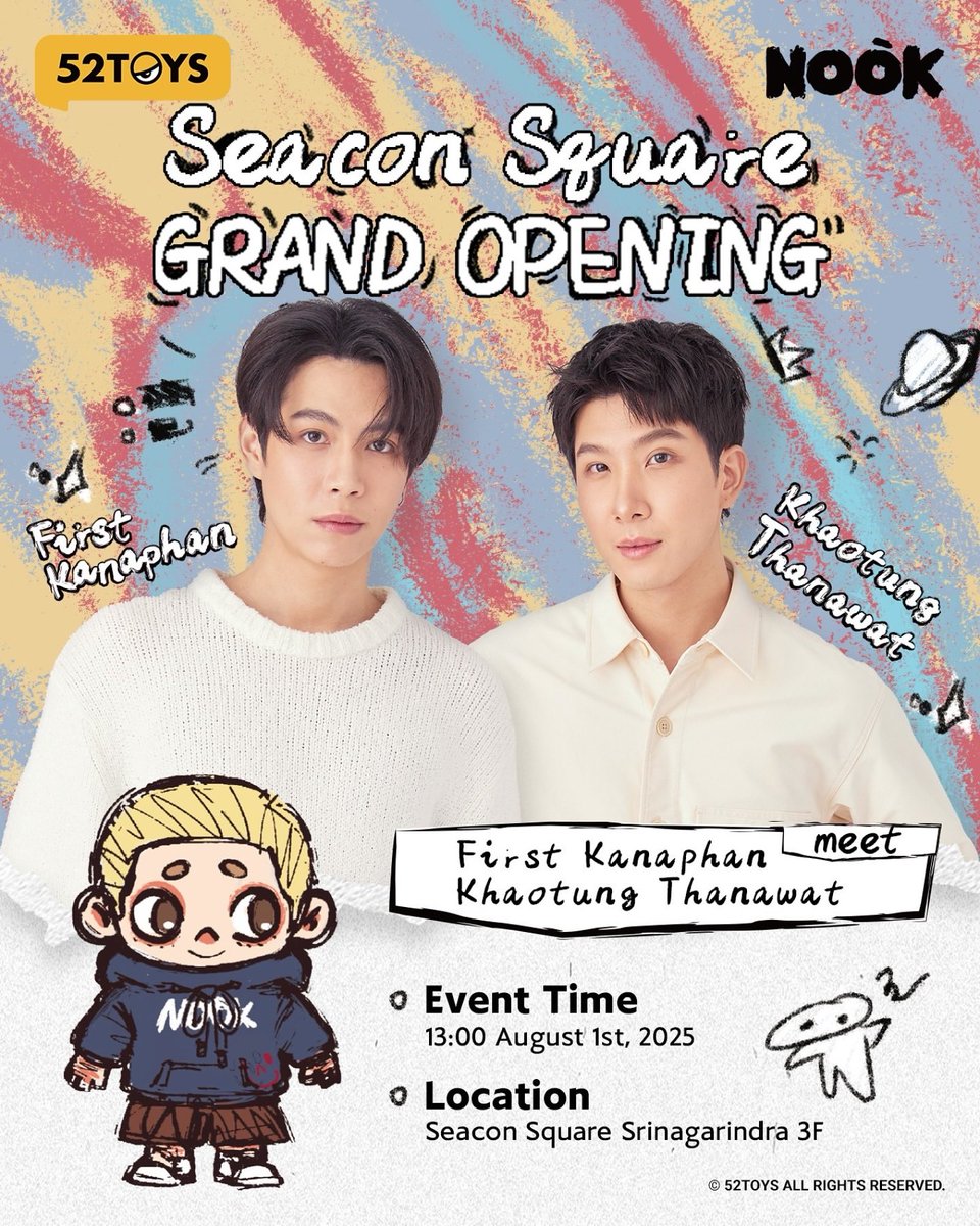 First_Memorie's tweet photo. 📣 เฮ้ทุกคนน~ 1 สิงหาคมนี้ พวกเราสองคน First & Khaotung จะไปร่วมงานเปิดร้านใหม่ของ 52TOYS ที่ Seacon Square 🎉 
มาดำดิ่งสู่โลกแห่งของเล่นสุดเจ๋ง เซอร์ไพรส์สุดสนุก และช่วงเวลาสุดประทับใจกันเถอะ ~ 
อยากให้ทุกคนมาร่วมช่วงเวลาดี ๆ นี้ไปด้วยกันนะ 💛

📅 วันที่ 1 สิงหาคม 2025 
 ⏰ เวลา 13:00 น. เป็นต้นไป 
📍 ซีคอนสแควร์ ศรีนครินทร์ ชั้น 3
ติดตามกิจกรรมเพิ่มเติมได้ที่ @52toys_candybox และ @52toys_th
แล้วเจอกันน้าา 💥

➖ig : https://t.co/IvnvrEt3Gp (Update)

#52toys #52toysthailand
#Firstkanaphan  #กองทัพของเฟิร์ส
#เฟิร์สข้าวตัง