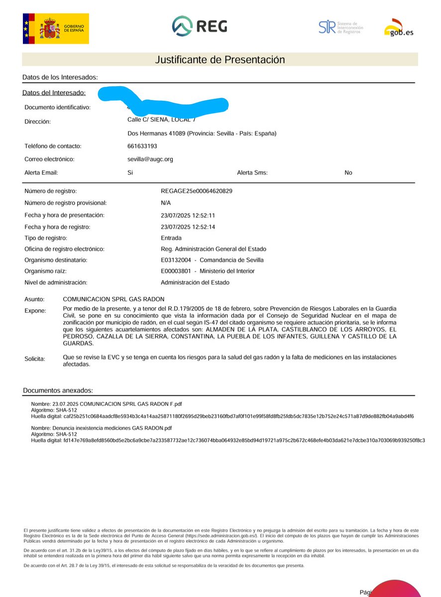 AUGC Sevilla (@augc_sevilla) on Twitter photo <a href="/AUGC_Sevilla/">AUGC Sevilla</a> presenta escrito ante riesgos laborales por el peligro que supone para los compañeros una posible exposición al gas radón. Todo ello en base a una evaluación oficial del <a href="/CSN_es/">Consejo de Seguridad Nuclear</a> exigimos actuaciones rápidas a la <a href="/guardiacivil/">Guardia Civil</a> contra este peligro. <a href="/AUGC_Sevilla/">AUGC Sevilla</a> presenta escrito ante riesgos laborales por el peligro que supone para los compañeros una posible exposición al gas radón. Todo ello en base a una evaluación oficial del <a href="/CSN_es/">Consejo de Seguridad Nuclear</a> exigimos actuaciones rápidas a la <a href="/guardiacivil/">Guardia Civil</a> contra este peligro.