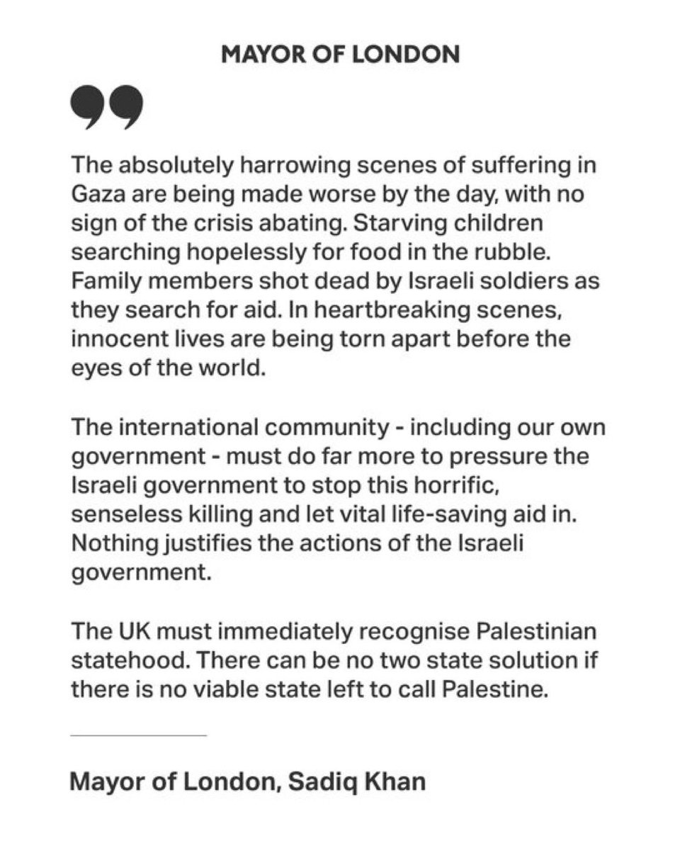 theworldtruthe's tweet image. #BREAKING London Mayor Sadiq Khan calls UK government to immediately recognize Palestine statehood 🇬🇧