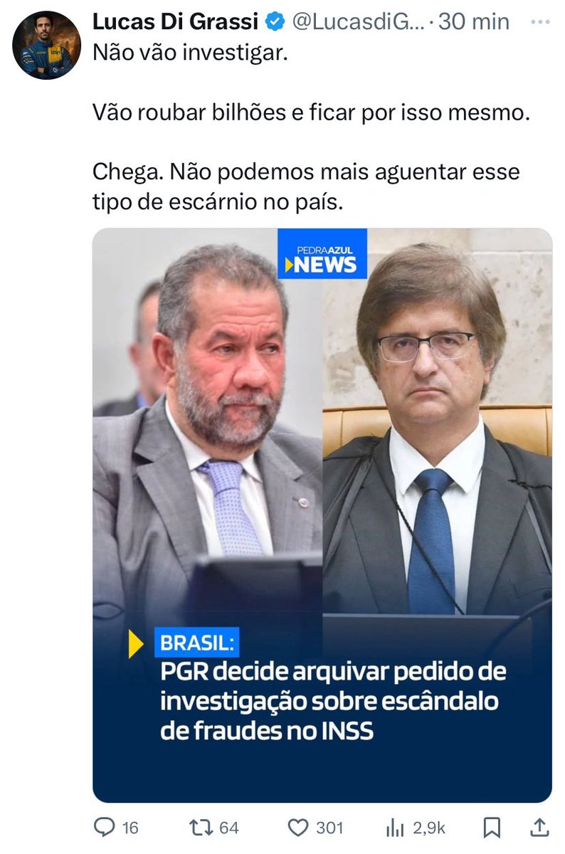freitashebert_'s tweet image. Exemplo de manchete com meia verdade.
O que a PGR pediu para arquivar foi um pedido de investigação contra o ex-ministro Carlos Lupi feito pela senadora Damares Alves, que imputava a ele o crime de prevaricação.
A investigação sobre o “escândalo do INSS” prossegue.