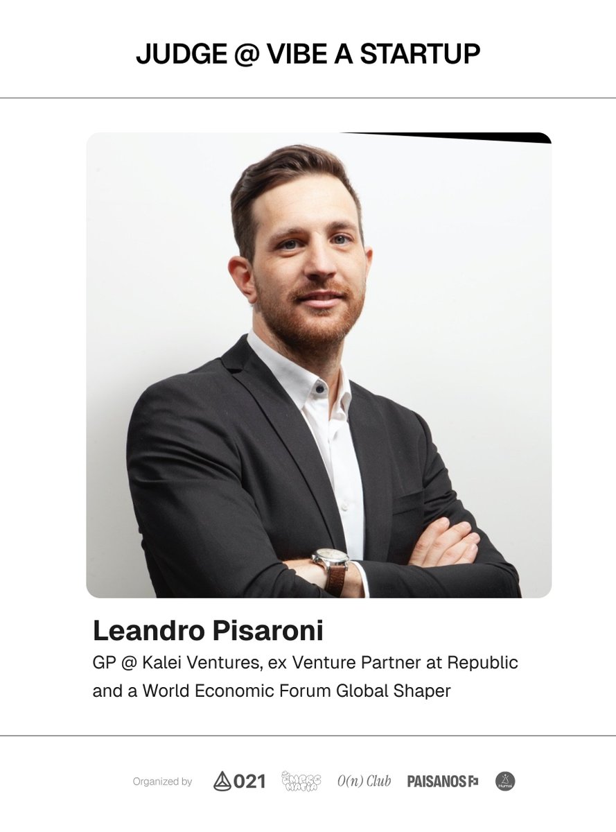 vibeastartup's tweet image. JUDGE @nanopisaroni & SPONSOR @kaleiventures
A known face for many.
Where he sets his eyes, he pulls the trigger, a truly sharp investor.
Maybe what you're vibing… is already funded.
And yeah, if he's coming, the Venture comes too.
They’ll be judging you.