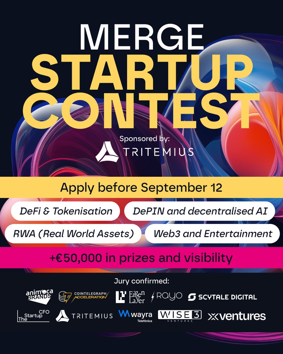 mmerge_io's tweet image. Do you have a Web3, Blockchain, or Crypto startup? Don’t forget you can apply to our Startup Contest and present your project on the MERGE stage in front of investment funds, institutions, and global ecosystem leaders.
We will select outstanding startups from these 4 tracks:
🔸…