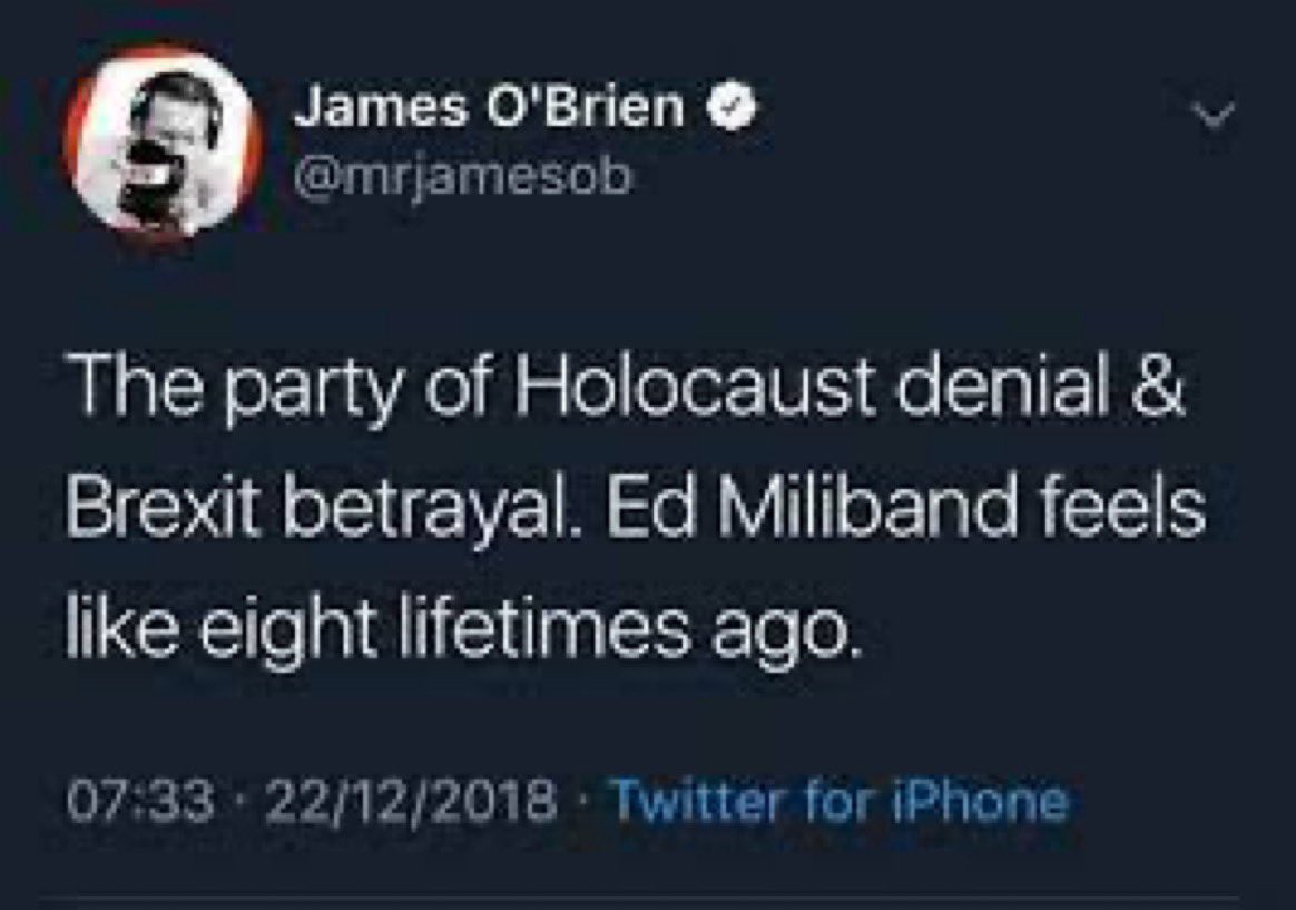 JamesEFoster's tweet image. James O’Brien accused us of being a “party of Holocaust denial” when Mr Corbyn was leader.
Shocking, disgusting and, simply, not true.
He made his bed. Now he must apologise and resign.
