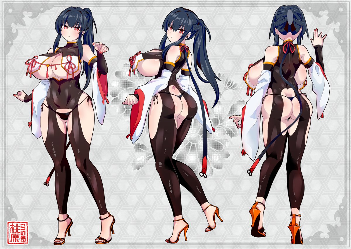 キャラデザ3面図サンプルです!🍑 