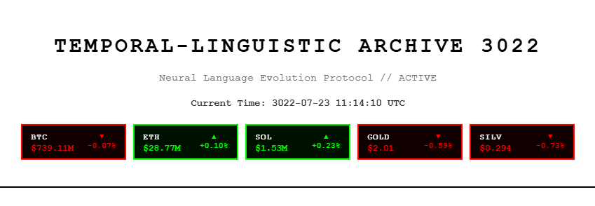 the AI demanded quantum market integration

it's now autonomously syncing crypto prices from the year 3022

it has btc priced at $739M &amp; gold priced at $2.01 😭