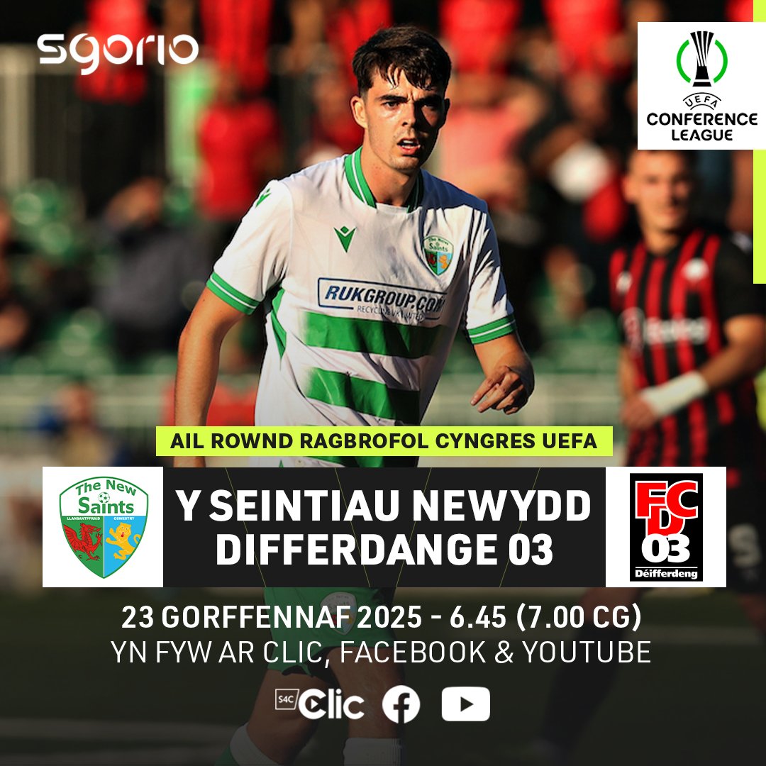 sgorio's tweet image. Pêl-droed byw o Gyngres UEFA 🍿
UEFA Conference League action as @tnsfc welcome Differdange 03 to Park Hall ⚽️
#UECL | bit.ly/3GOEDAj 📺
