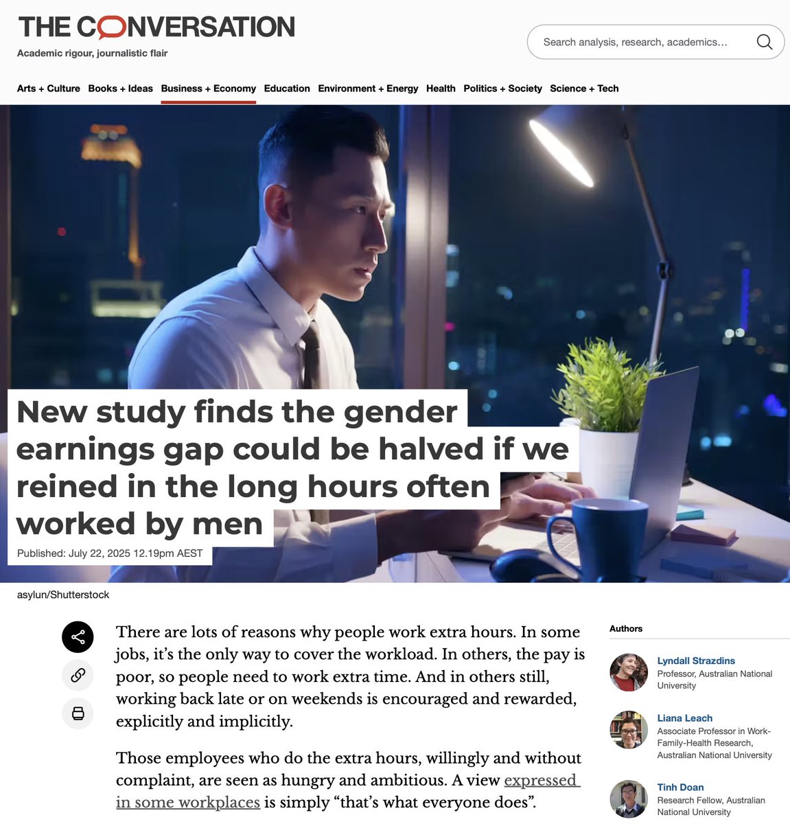 Guys - you might enjoy many hours of productive work each week, as this gives you purpose. But enough is enough! Your ambitiousness and passion for your work (you know, the things women select you for) isn't okay with Lyndall, Liana, &amp; Tinh, because pay gap, gender equality, ...