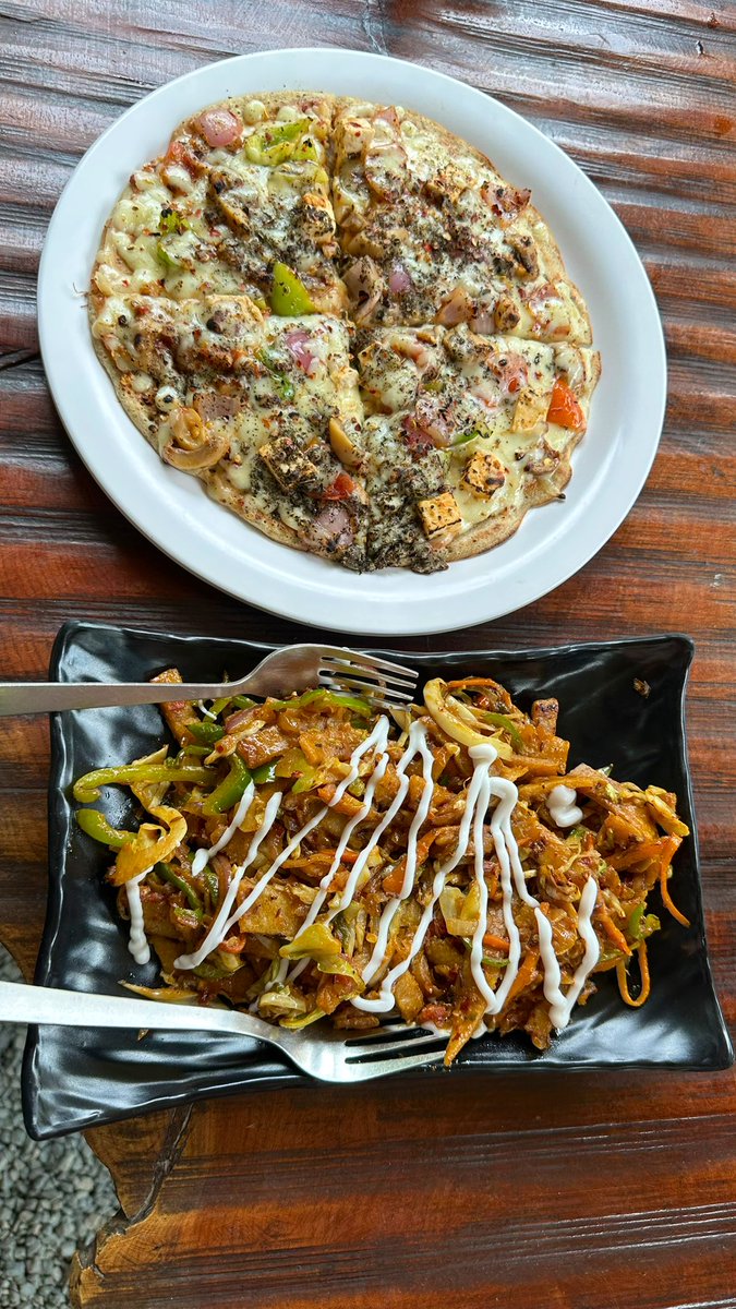 aditiraval's tweet image. This is pure veg Balti food at Turtuk Village😍ek balti pizza hai aur doosre ka naam bhul gai.. the cafe name is Nomad Hunger😍 #AditiInLadakh #LadakhTourism @utladakhtourism 🥰😋