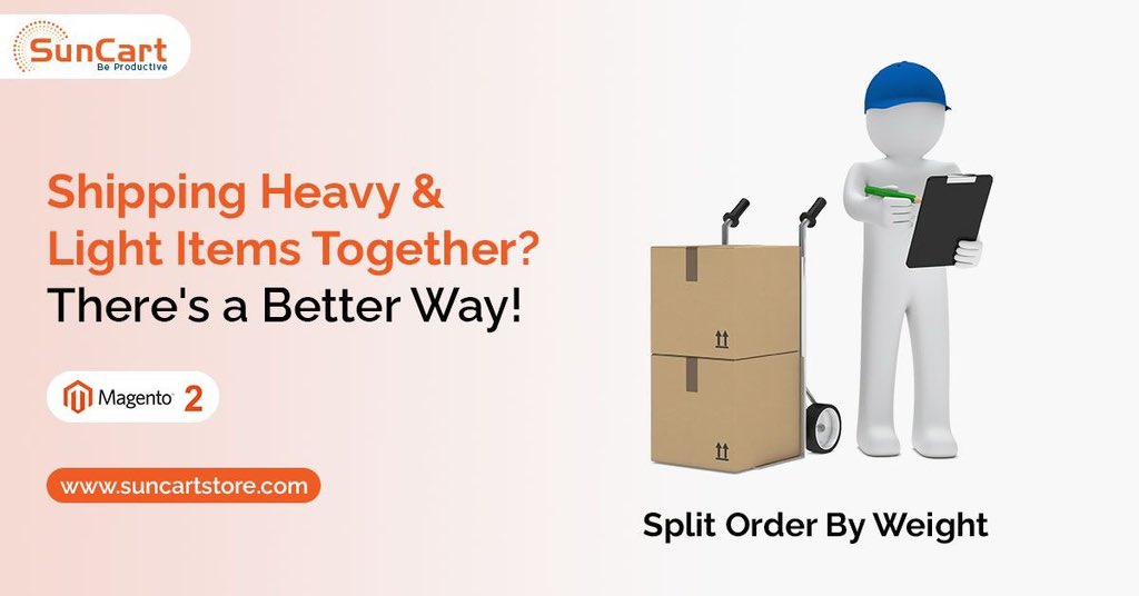 suncartstore's tweet image. Tired of messy shipments? 🚚✨ 
SunCart’s Magento 2 “Split Order By Weight” extension automatically separates heavy and light items for smoother, cheaper deliveries.
Explore here: lnkd.in/d4-Fb9mD
#MagentoExtension #ShippingSimplified #EcommerceGrowth #SmartLogistics
