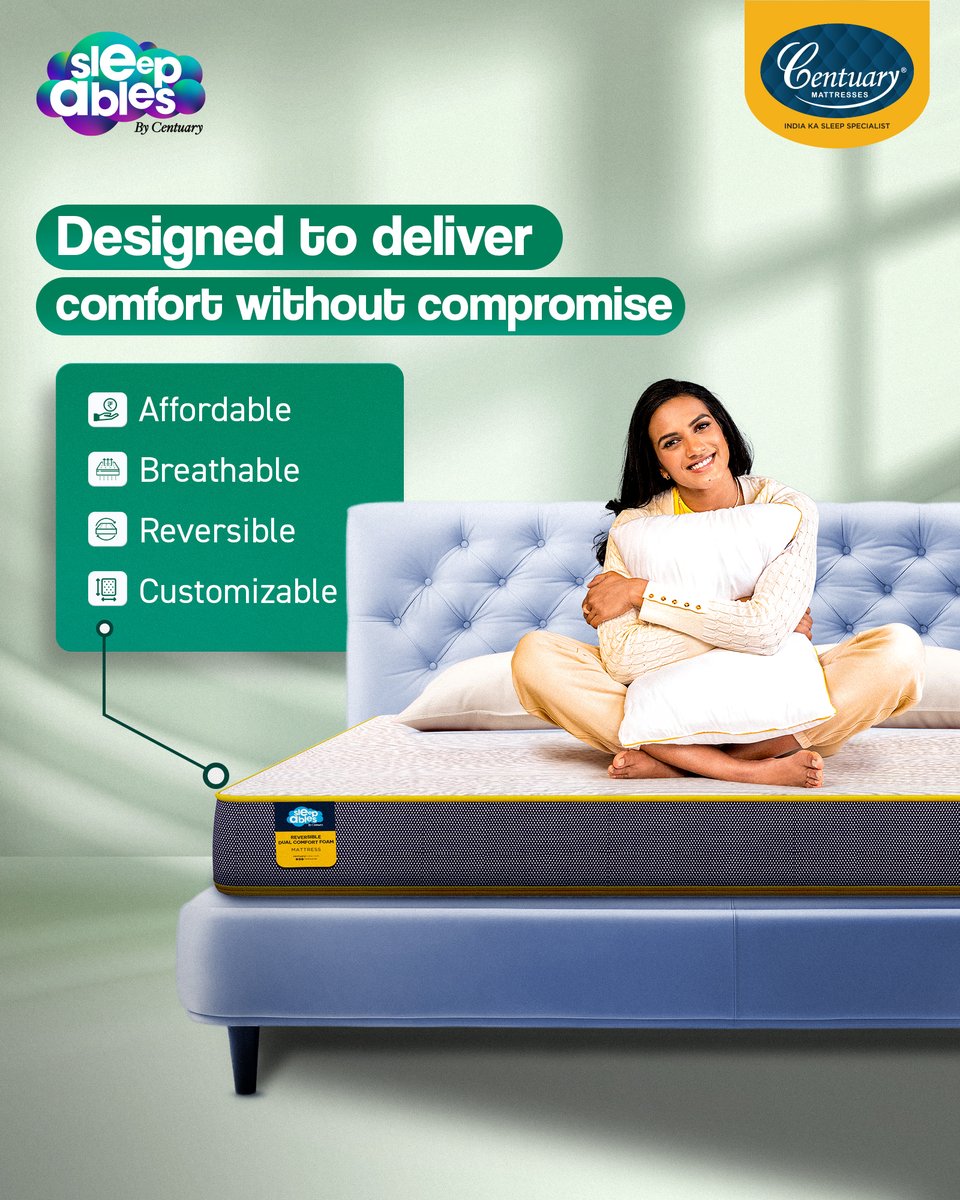 CentuaryKiSleep's tweet photo. Sleepables Mattress by Centuary is thoughtfully designed to offer lasting comfort, dependable quality, and everyday ease. From design to convenience, every detail works together to give you a better sleep experience, without compromise. #BetterSleep #Centuary #Mattress https://t.co/eW0winyEzf