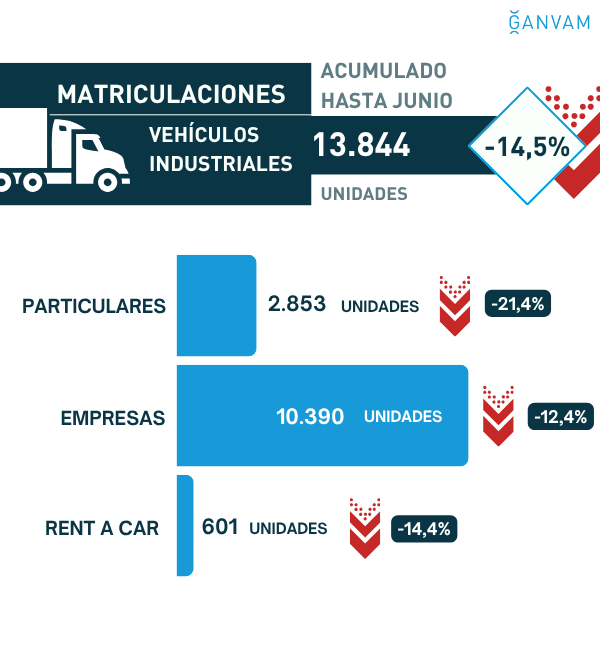 🔵📈Así evolucionaron las matriculaciones de vehículos industriales hasta junio🚚