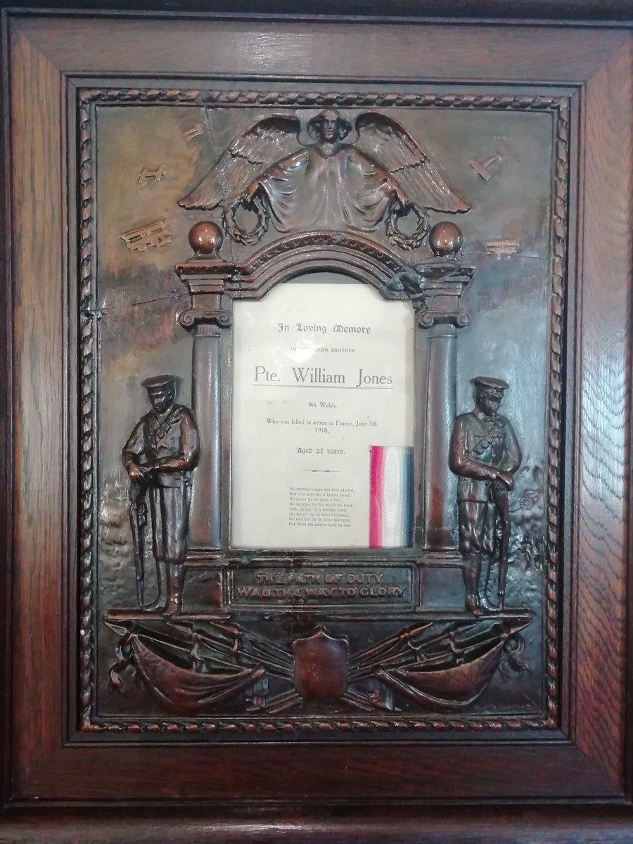 Derbyniad diweddaraf Canolfan Treftadaeth #Tregaron.  Cofeb rhyfel i'r diweddar William Jones, Crown &amp; Anchor. Lladdwyd 5ed Mehefin yn 27 mlwydd oed.