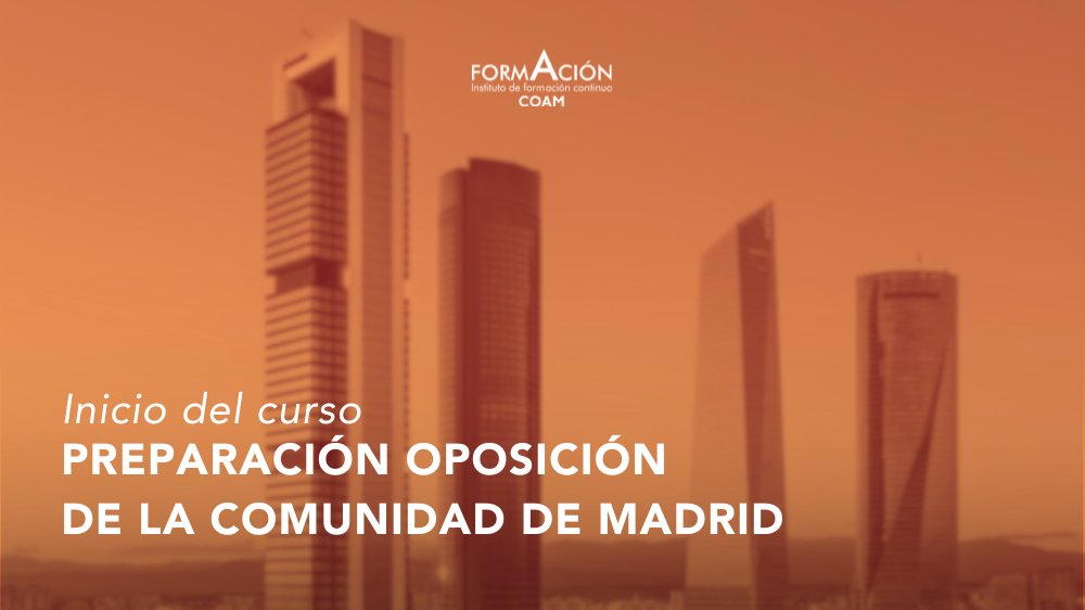 La Escuela de Opositores COAM ofrece una preparación con la que llevar adelante las preparaciones de Ayuntamiento y Comunidad de Madrid de forma simultánea.

📅 El próximo 8 de septiembre se realizará una jornada informativa: formacion.coam.org/curso/?id_curs…