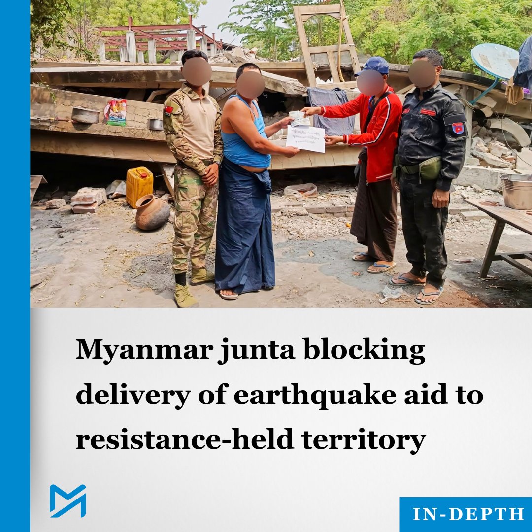 Myanmar_Now_Eng's tweet image. The NUG has accused the regime of weaponising international aid received after the natural disaster to advance its political ends, a tactic used more than once by military regimes in Myanmar’s recent history
Read more:
myanmar-now.org/en/news/myanma…
