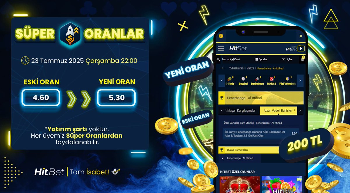 HitbetcomResmi's tweet image. 👑Hitbet Üyelerine Özel Günün Süper Oranları

⏰23.07.2025 Son Katılım Saati 22:00

⚡️Süper Oran : 5.30

💸 Max Bahis : 200₺

💌 Yatırım şartı yoktur. Her üyemiz süper oranlardan faydalanabilir.

➡️Bahse Git: h.t2m.io/Super-Oranlar

🎯#Hitbet #Tamisabet