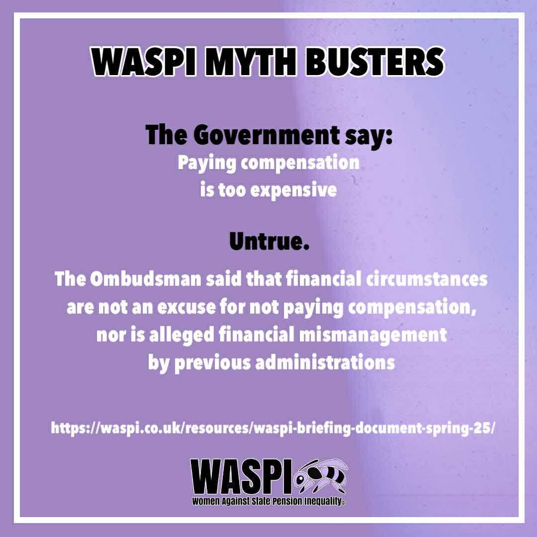 The govt claims #WASPI compensation is too costly, despite saving nearly £200 billion by raising our pension age.  What are your thoughts on this critical issue?