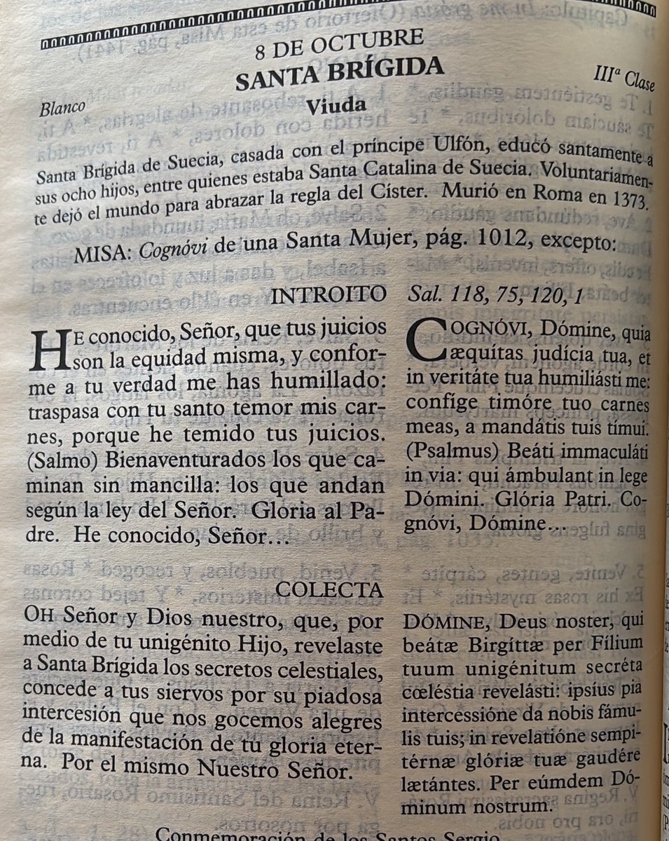GaiteroMacRae's tweet image. 23 de julio, Santa Brígida de Suecia. 8 de octubre en el VO.