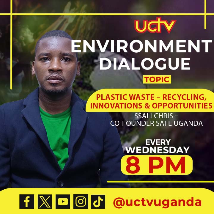 uctvuganda's tweet image. Join us tonight at 8pm for #EnvironmentDialogue
Topic: Plastic Waste - Recycling, Innovations & Opportunities
Guests: Ssali Chris - Co-Founder Safe Uganda, Tumusiime Kenneth Ahimbisibwe – Plastic Waste Consultant #PlasticWasteManagement #UCTVUpdates #UCTV