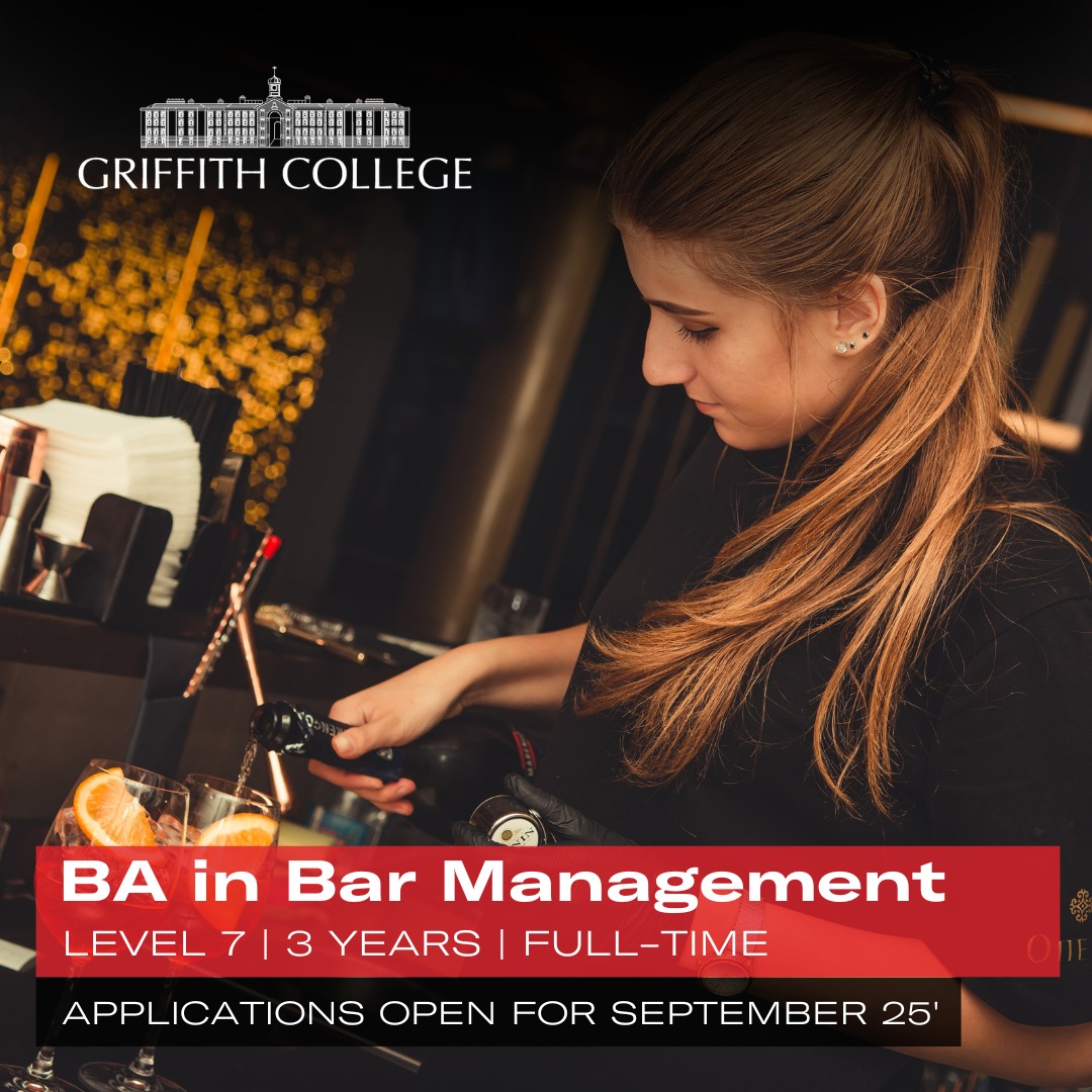apprenticesIrl's tweet image. 📢Great news! @griffithcollege #Limerick #BarManagerApprenticeship applications are open! If you&apos;re looking to build work-ready skills as a #BarManager in Ireland&apos;s thriving #Hospitality Sector this #GenerationApprenticeship opportunity is for you! ℹ️More: griffith.ie/faculties/appr…