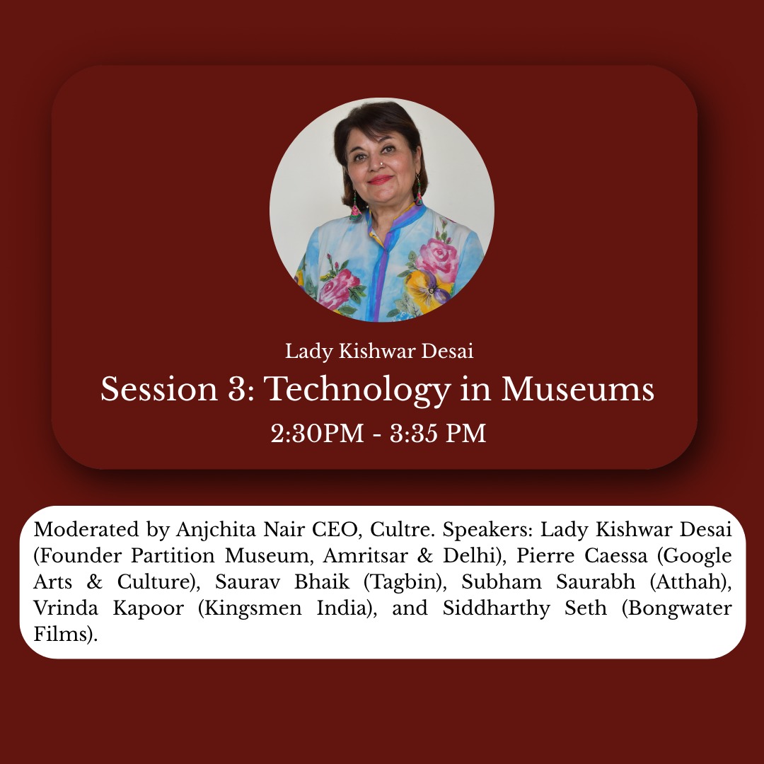 The Partition Museum (@partitionmuseum) on Twitter photo We are delighted to share that the Founder of Partition Museum, Lady Kishwar Desai will be speaking in the Museum Roundtable on the Latest Advancements in Museum, hosted by the <a href="/MinOfCultureGoI/">Ministry of Culture</a>.
📍 Date: 24th July 2025
📍 Venue: National Museum, New Delhi
🎫 Entry is open to all We are delighted to share that the Founder of Partition Museum, Lady Kishwar Desai will be speaking in the Museum Roundtable on the Latest Advancements in Museum, hosted by the <a href="/MinOfCultureGoI/">Ministry of Culture</a>.
📍 Date: 24th July 2025
📍 Venue: National Museum, New Delhi
🎫 Entry is open to all
