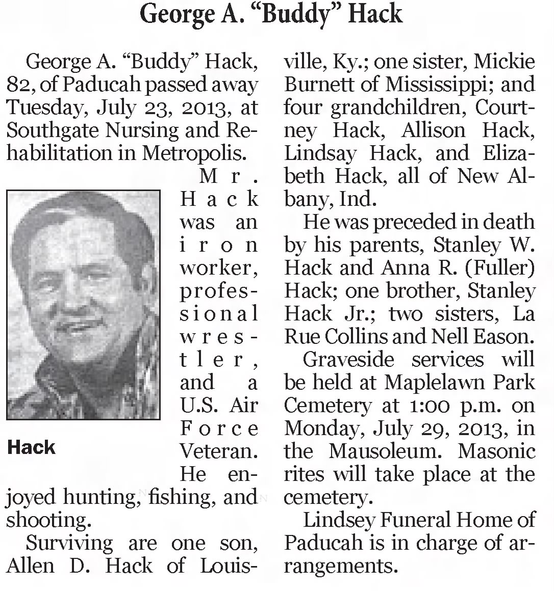 tonyrichards4's tweet image. Honor and respect for Buddy Hack, who passed away on this Day in Pro Wrestling History, July 23rd, 1975. Buddy was a huge star in my hometown in Paducah, Kentucky. He was a local guy who worked as a railroad worker for most of his life as Paducah was a railroad hub due to it's…