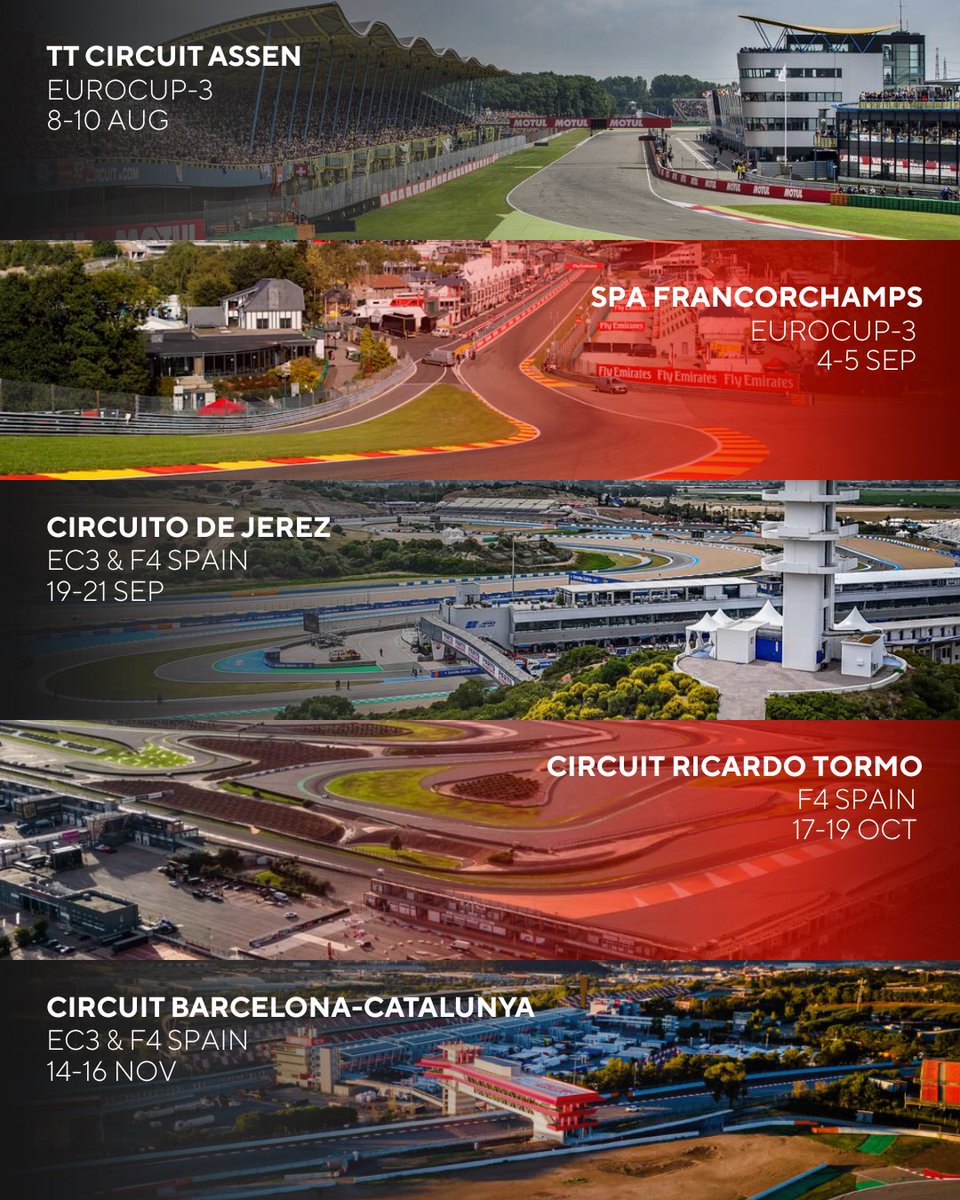 🗓️ Take a note of the rest of <a href="/F4Spain/">F4 Spanish Championship</a> and <a href="/Eurocup_3/">EuroCup-3</a> season in this 2025 

There’s still a long way to go, we keep working 💪

#Drivexteam #Drivex #Eurocup3 #F4