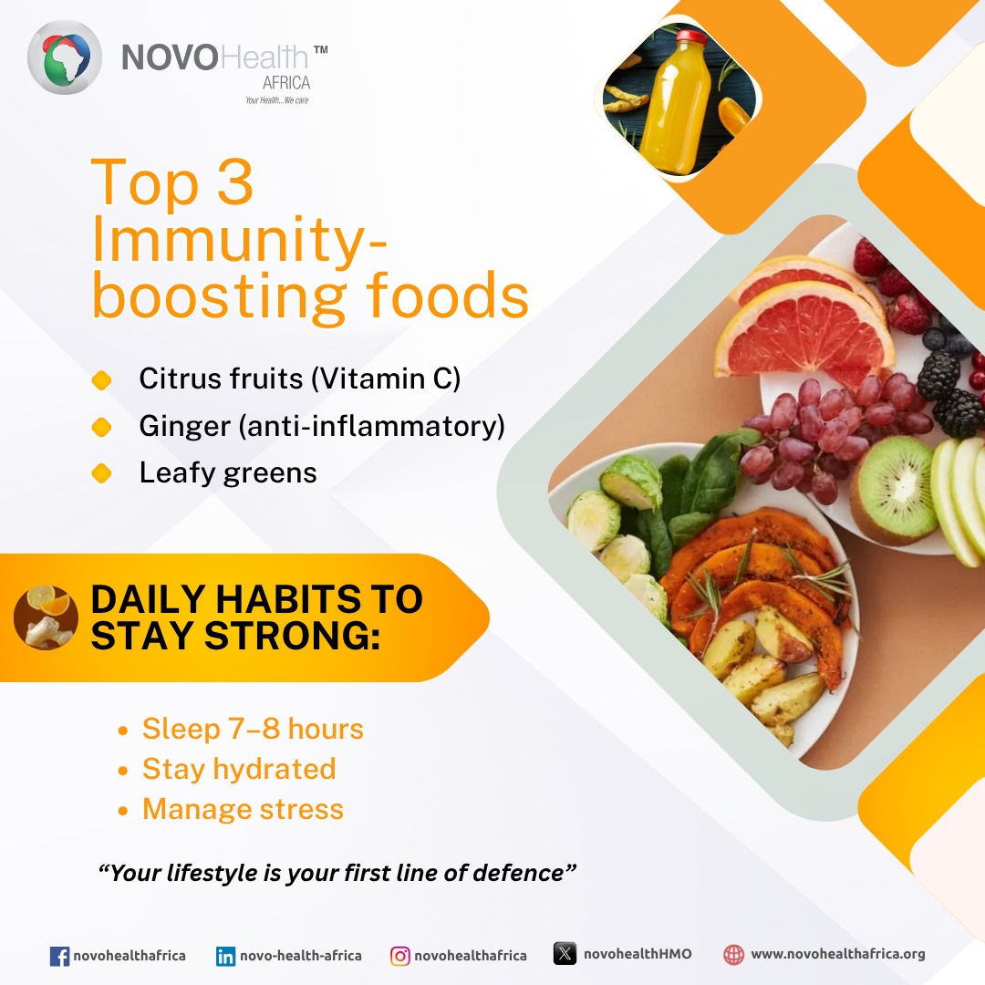NovoHealthHMO's tweet image. Your immune system is your body’s natural defense against harmful invaders like viruses, bacteria, and toxins. When it’s strong, you’re better equipped to fight off infections, recover faster, and stay healthier overall.
#ImmuneBoost #WellnessJourney #StrongerEveryday