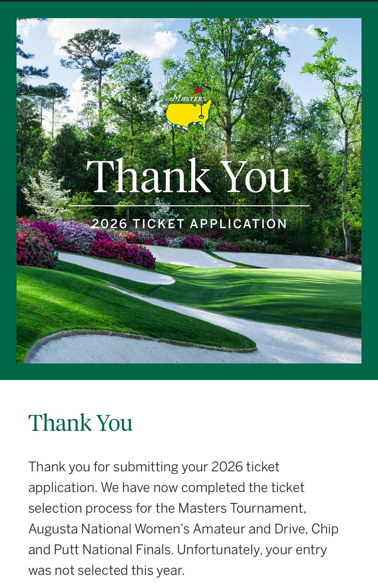 A particularly pleasant “here’s what you could have won” photo for the annual disappointment email.