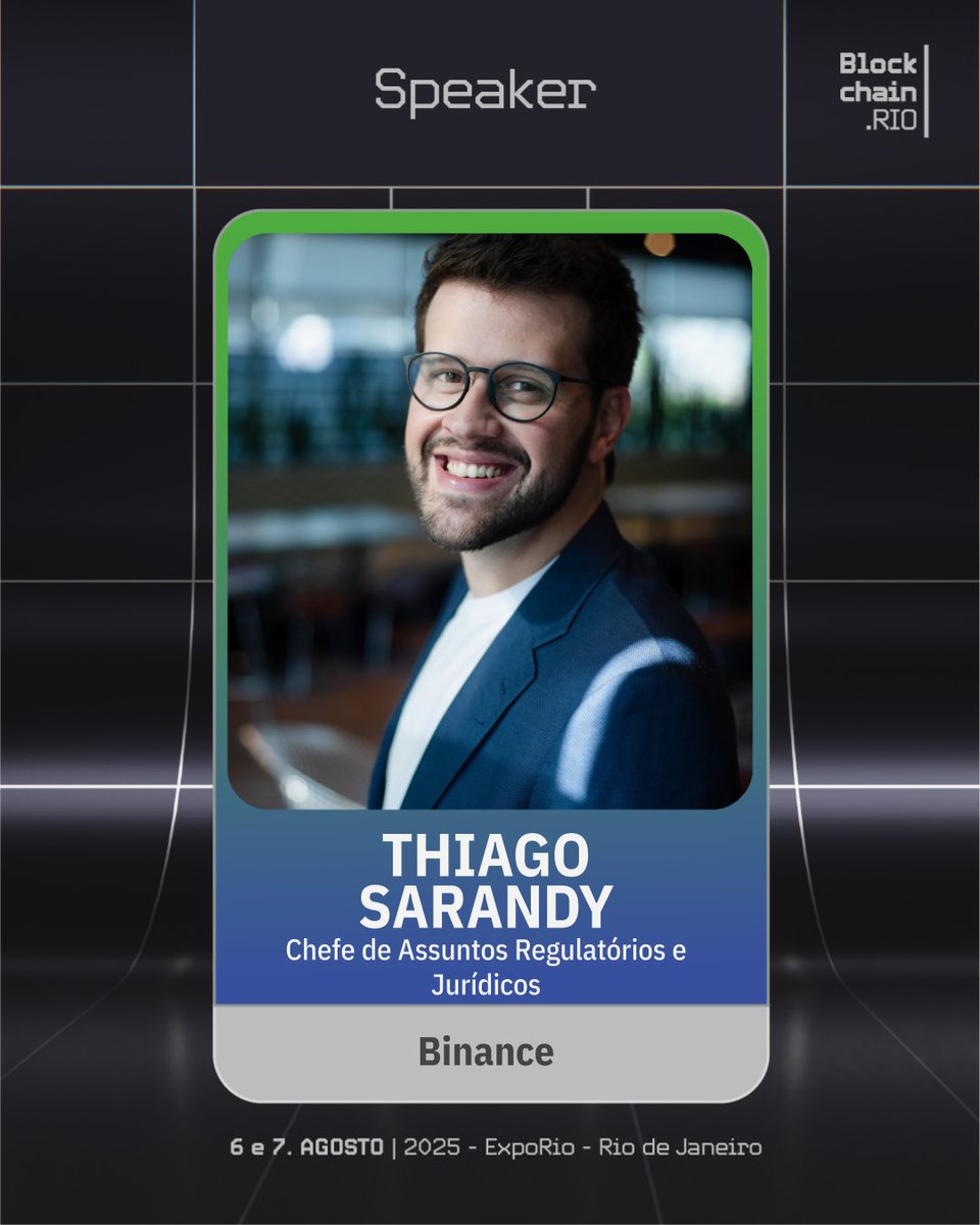 blockchain_rio's tweet image. Join Binance's Brazil & El Salvador Head of Legal, Thiago Sarandy, at #BlockchainRIO2025! Don't miss this opportunity to learn from a crypto market veteran & MIT-certified blockchain expert. Grab your tickets now: hubs.ly/Q03y9wYq0 🎟️