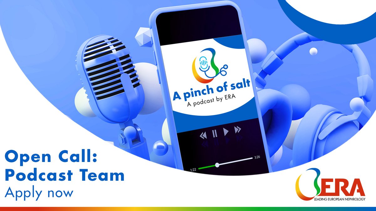 ERAkidney's tweet image. 🎙️ Love podcasts? Ready to be the voice of A Pinch of Salt?
ERA launched an open call for new Podcast Team members!
🎤 Step up as a host
🧠 Pitch your best ideas and invite amazing guests
Apply by September 7, 2025 👉 bit.ly/3FyqD95