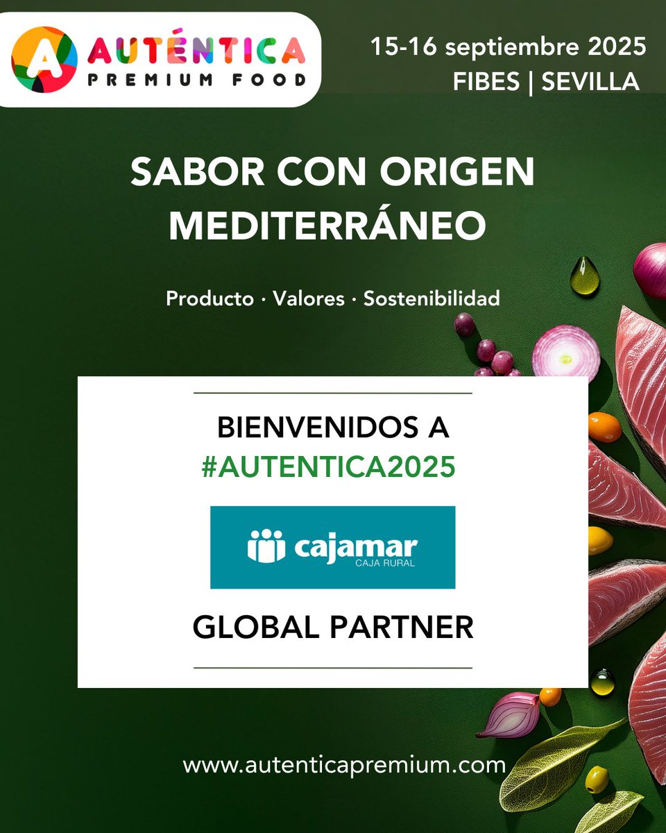 Auténtica Premium Food (@autenticafest) on Twitter photo 🏦 ¡<a href="/Cajamar/">Grupo Cajamar</a> se une como Global Partner de #AUTENTICA2025!
🌾 Referente en impulso financiero y sostenible del sector agroalimentario. Gracias por confiar en el evento que une tradición, innovación y sabor.
#GlobalPartner #AuténticaPremiumFood #Retail #EventosFood #Horeca 🏦 ¡<a href="/Cajamar/">Grupo Cajamar</a> se une como Global Partner de #AUTENTICA2025!
🌾 Referente en impulso financiero y sostenible del sector agroalimentario. Gracias por confiar en el evento que une tradición, innovación y sabor.
#GlobalPartner #AuténticaPremiumFood #Retail #EventosFood #Horeca