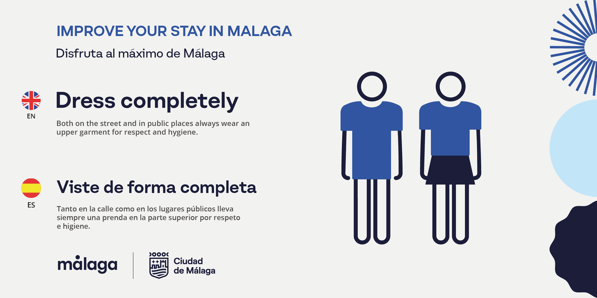 turismodemalaga's tweet image. ¡Disfruta al máximo de Málaga!

🗑️Mantén limpia la ciudad
👕Viste de forma completa
🚶 Las aceras son para los peatones
🔇No te hagas notar 

¡Gracias!